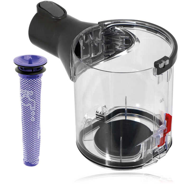 Dirt Bin for DYSON V6 DC58 DC59 SV03 Animal Vacuum Dust Container Compatible + Filter