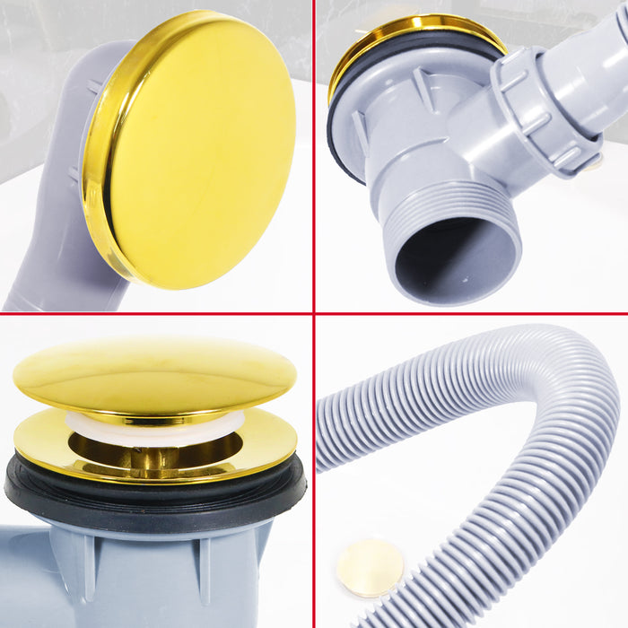 Clicker Bath Waste Plug Combination Click Clack Sprung Pop Up Overflow (Gold, 40mm / 1.5" BSP)