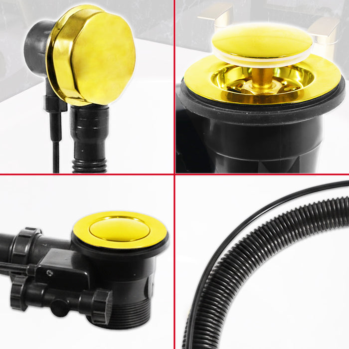 Bath Waste Plug Luxury Combination Chrome Plated Twist Pop Up Overflow (Gold, 40mm / 1.5" BSP)