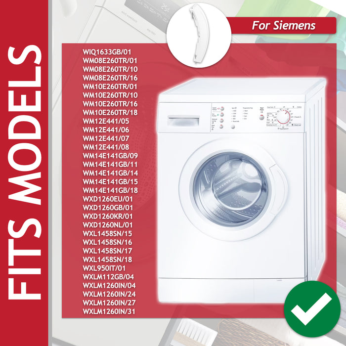 Door Handle for Bosch Neff Siemens Washing Machine 10009732 266751 641104 648581 (White)