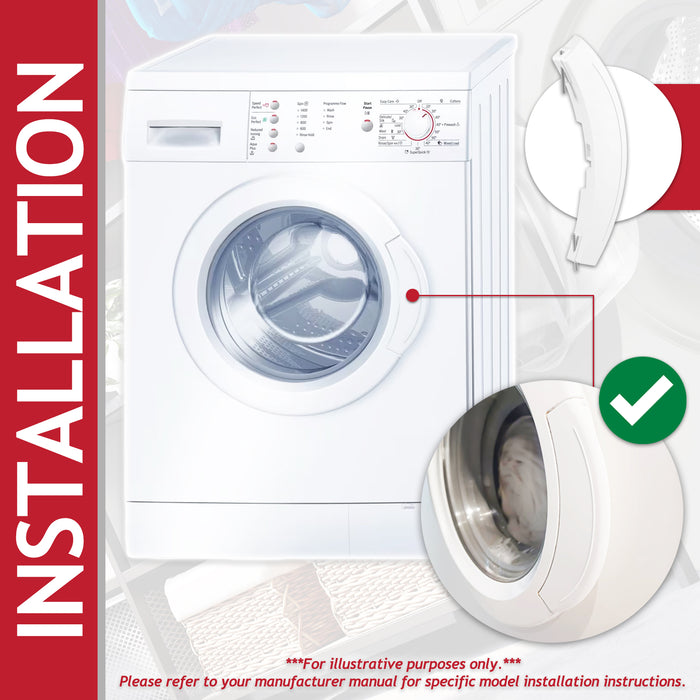Door Handle for Bosch Neff Siemens Washing Machine 10009732 266751 641104 648581 (White)