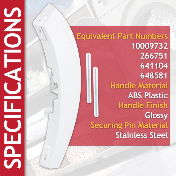 Door Handle for Bosch Neff Siemens Washing Machine 10009732 266751 641104 648581 (White)