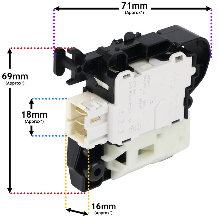 Door Lock Safety Switch Interlock For Hotpoint HB 103 CARE UK Washing Machines