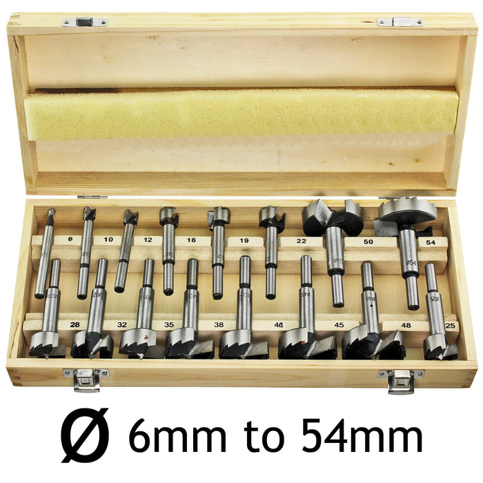 16 Piece Forstner Complete 6mm - 54mm Drill Bit Tool Set