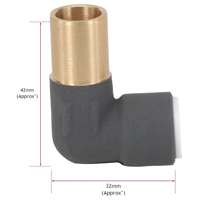 Radiator Valve Reducing Elbow Stem Compression 15mm x 10mm Pushfit Anthracite 3 x Valves