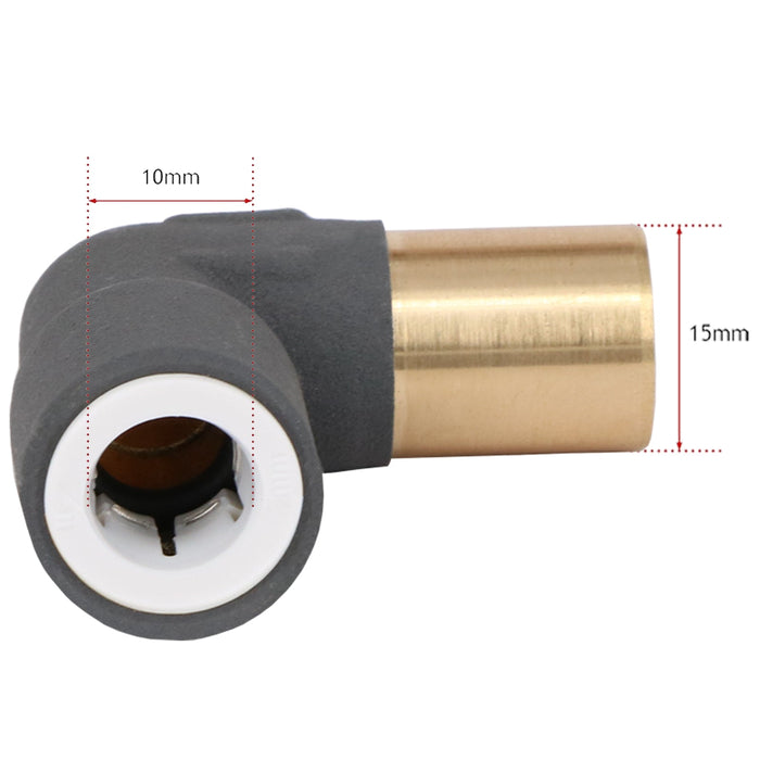 Radiator Valve Reducing Elbow Stem Compression 15mm x 10mm Pushfit Anthracite 4 x Valves