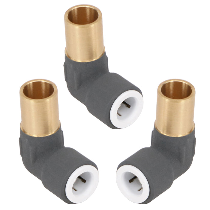 Radiator Valve Reducing Elbow Stem Compression 15mm x 10mm Pushfit Anthracite 3 x Valves