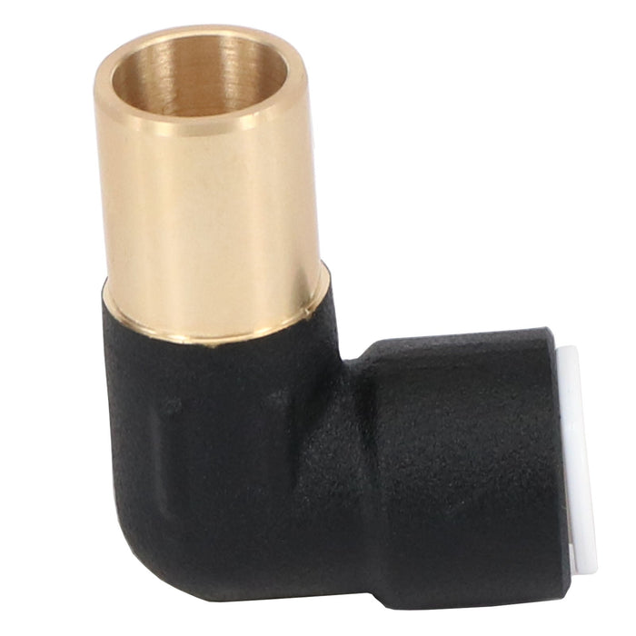 Radiator Valve Reducing Elbow Stem Compression 15mm x 10mm Pushfit Black 4 x Valves