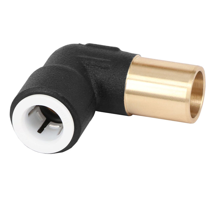 Radiator Valve Reducing Elbow Stem Compression 15mm x 10mm Pushfit Black 3 x Valves