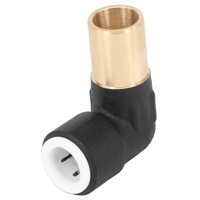 Radiator Valve Reducing Elbow Stem Compression 15mm x 10mm Pushfit Black 4 x Valves