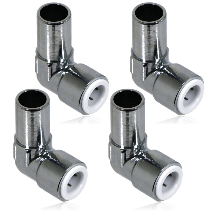 15mm x 10mm Pushfit Radiator Valve Chrome Reducing Elbow Stem Compression (Pack of 4)