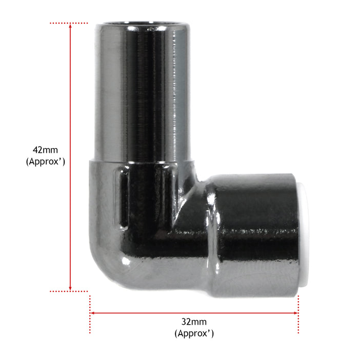 15mm x 10mm Pushfit Radiator Valve Chrome Reducing Elbow Stem Compression (Pack of 4)
