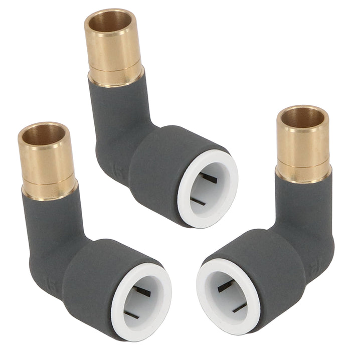 Radiator Valve Reducing Elbow Stem Compression Anthracite 15mm x 15mm Pushfit 3 x Valves