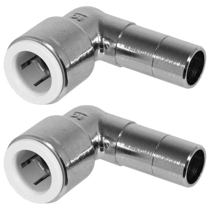 Radiator Valve Reducing Elbow Stem Compression Black 15mm x 15mm Pushfit x 2 Valves