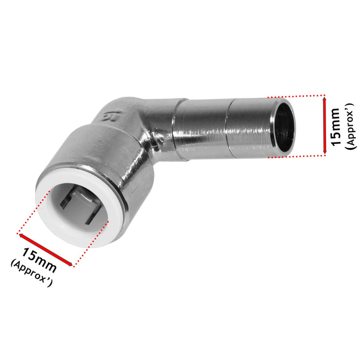 Radiator Valve Reducing Elbow Stem Compression Black 15mm x 15mm Pushfit x 4 Valves