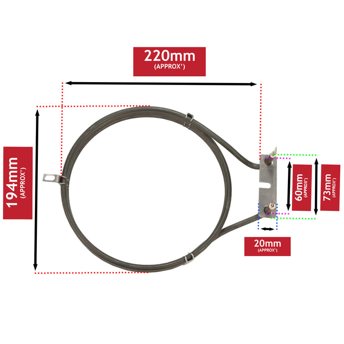Fan Oven Element for Hygena Cooker 2000w OELFANA HY3210 AHY3220 AHY3310 AHY3320
