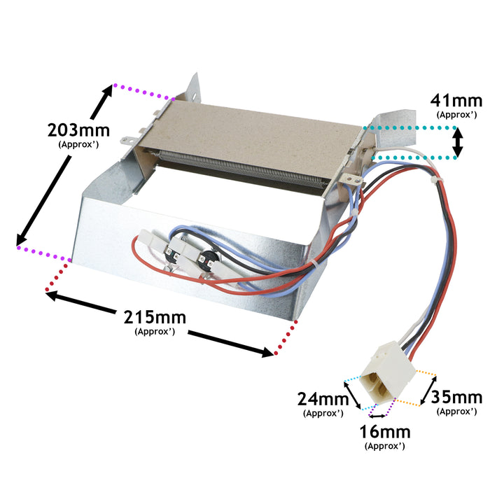 Heating Element & Thermostats For Hotpoint H2 D81W D71W Tumble Dryers 2100W 230V