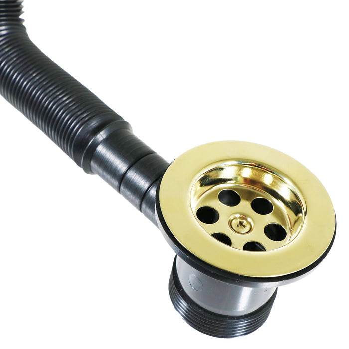 Bath Combination Waste Plug and Chain Luxury Gold Brass Flexible Overflow Pipe Kit (40mm 1 1/2")