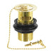 Sink Basin Waste Luxury Slotted Brass Overflow Plug with Chain and Stay (40mm 1 1/4", Gold Finish)