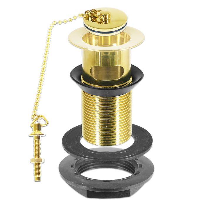 Sink Basin Waste Luxury Slotted Brass Overflow Plug with Chain and Stay (40mm 1 1/4", Gold Finish)