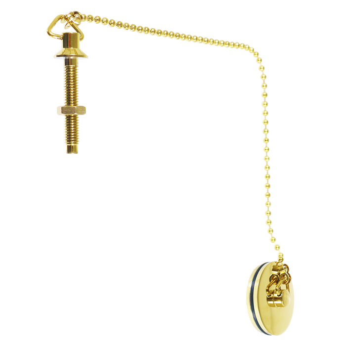 Sink Basin Waste Luxury Slotted Brass Overflow Plug with Chain and Stay (40mm 1 1/4", Gold Finish)