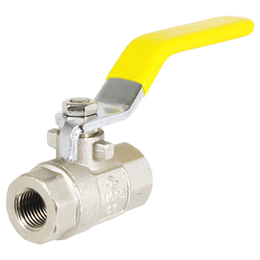 Gas Lever Ball Valve Full Bore PN40 Brass On Off Female x Female Yellow Handle Safety Isolator (1/4")