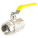 Gas Lever Ball Valve Full Bore PN40 Brass On Off Female x Female Yellow Handle Safety Isolator (1 1/4")