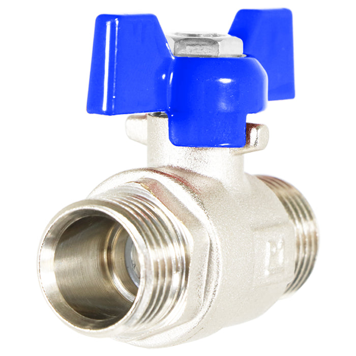 Butterfly Lever Compression Ball Valve Quarter Turn Water Isolation Stop Kit (15mm, Blue Handle)