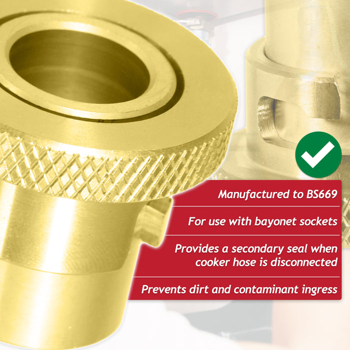 Cooker Hose Blanking Plug 1/2" BS669 Standard Brass Bayonet Gas Connector Safety Socket
