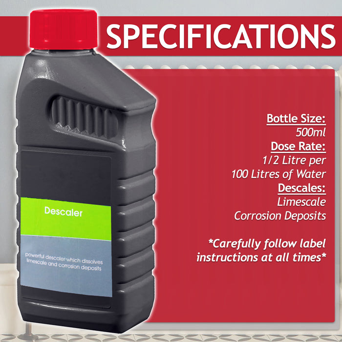 Boiler Heat Exchanger Descaler Concentrate Central Heating Scale Liquid (500ml Bottle)