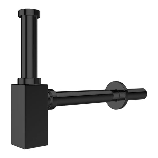 Square Bottle Sink Basin Trap 40mm / 1.5" Luxury Brass Adjustable Deodorant Waste Pipe Outlet (Matt Black)