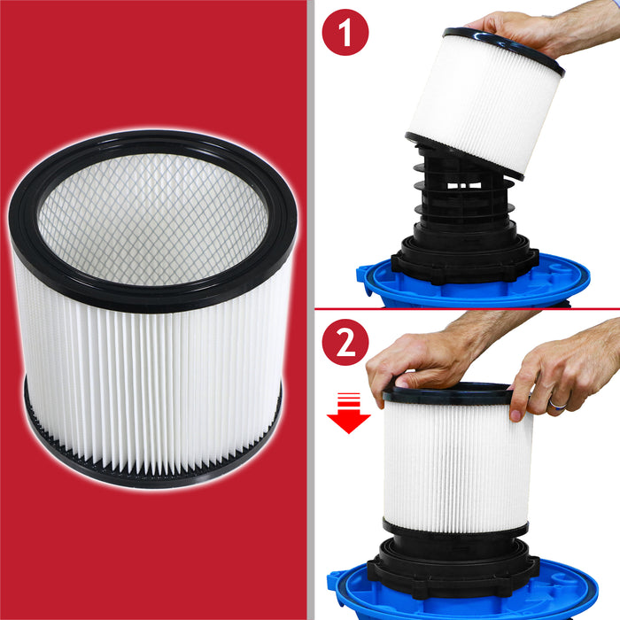 Wet & Dry Cartridge Filter for Shop-Vac Vacuum Cleaners (Replaces 90304 9030408 9030411 9030427 9030433 903046)