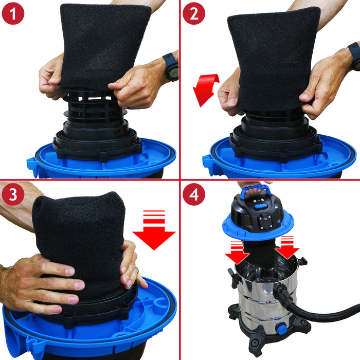 Foam Filter Sleeve for Shop-Vac 20 Litre and Above Wet & Dry Vacuum Cleaner (22cm, Pack of 2)