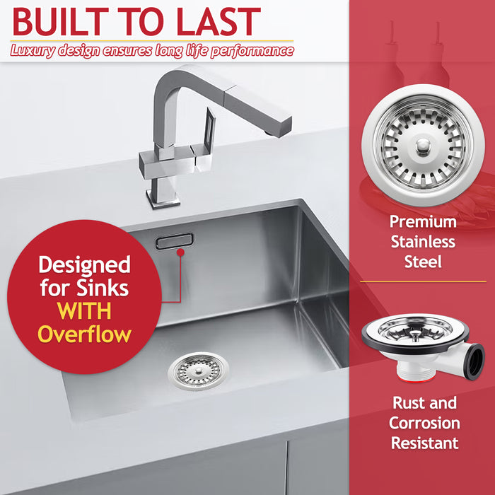 Franke 90mm Antea Flash Sink Waste Strainer Basket + Overflow Kit Genuine Replacement Set (112.0661.915)