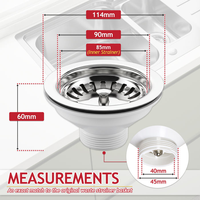 Franke 90mm Sink Waste Strainer Basket Kit Stainless Steel Genuine Replacement (112.0180.536)