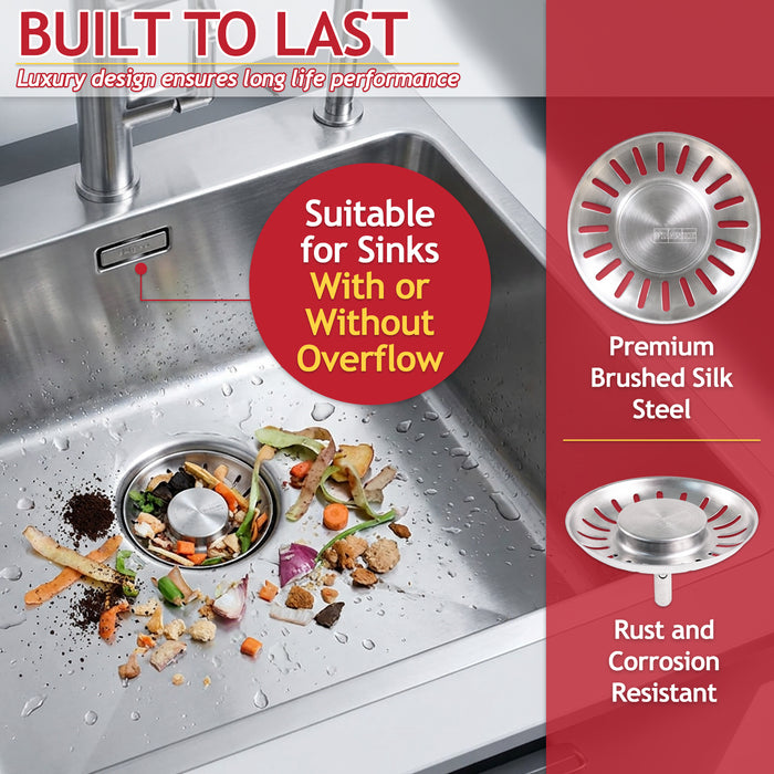 Franke 84mm Sink Plug for Waste Strainer Basket Brushed Stainless Silk Steel Genuine Replacement (133.0049.669)