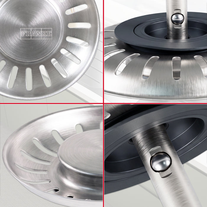 Franke 84mm Sink Plug for Waste Strainer Basket Brushed Stainless Silk Steel Genuine Replacement (133.0049.669)