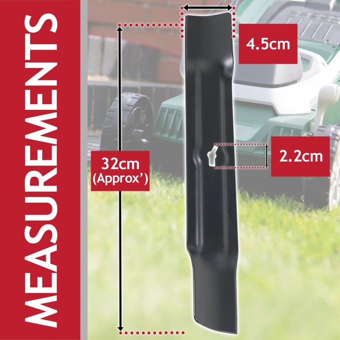 Blade for B&Q OPP FPLM1000-4 Lawnmower 32cm Grass Mower Metal Cutter + Fixing Screw