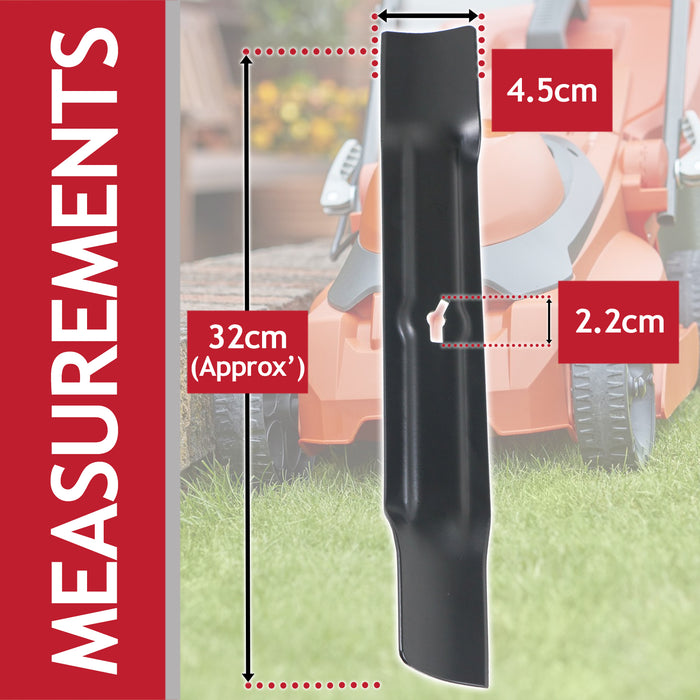 Blade for Ryno M3E1132M Lawnmower 32cm Grass Mower Metal Cutter + Fixing Screw