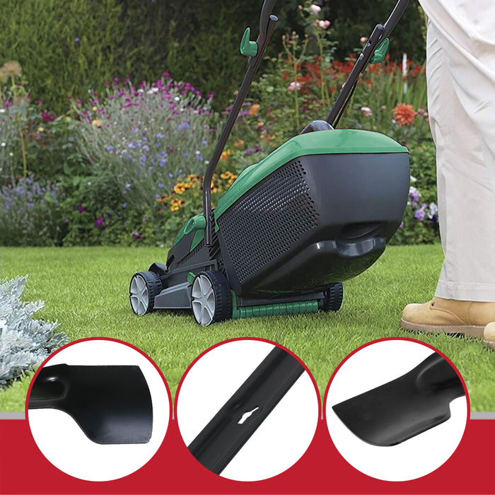 Blade for B&Q OPP FPLM1000-4 Lawnmower 32cm Grass Mower Metal Cutters + Fixing Screws (Pack of 2)