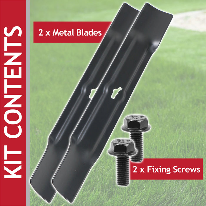 Blade for B&Q OPP FPLM1000-4 Lawnmower 32cm Grass Mower Metal Cutters + Fixing Screws (Pack of 2)