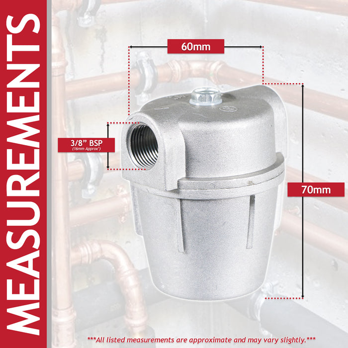 Boiler Filter 3/8" Aluminium Inline Central Heating Oil Fired Fuel Strainer Bowl