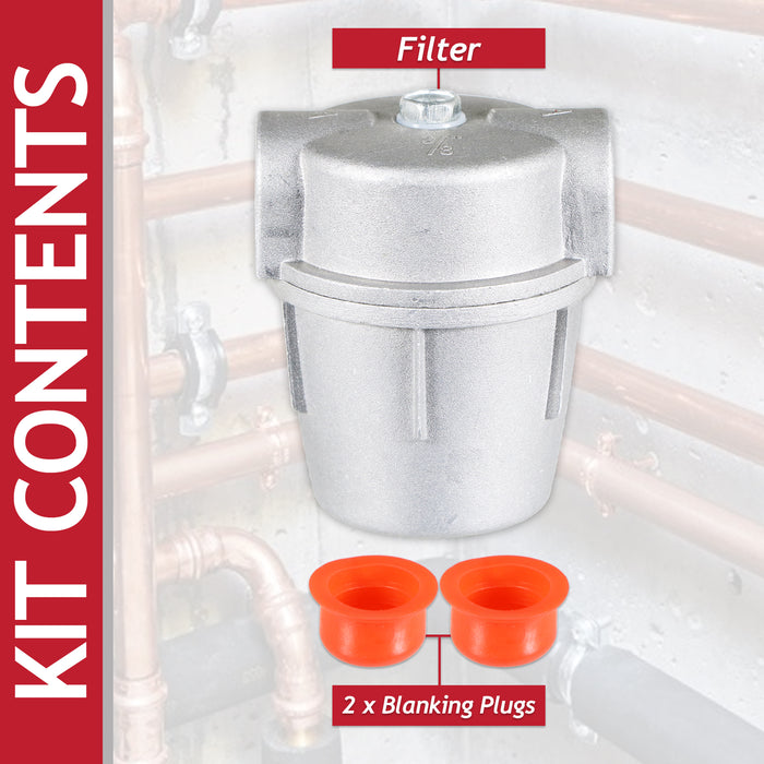 Boiler Filter 3/8" Aluminium Inline Central Heating Oil Fired Fuel Strainer Bowl