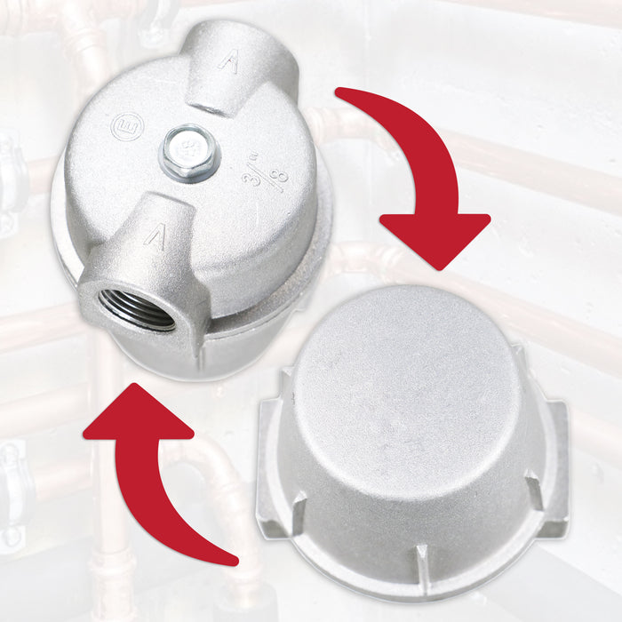 Boiler Filter 3/8" Aluminium Inline Central Heating Oil Fired Fuel Strainer Bowl + 2 x 10mm Compression Connectors