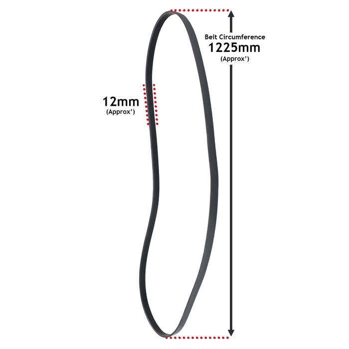 Poly-V Drum Drive Belt For Haier I‑PRO 3 Washing Machines 1225J5EPJ 1225mm