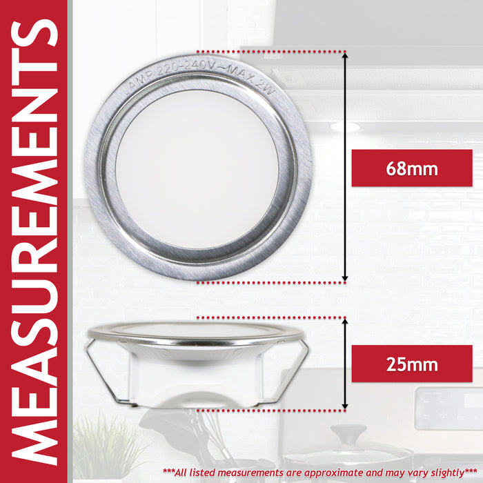 LED Light for Interfilter FGM FHV Cooker Hood Extractor Vent Lamp Bulb Units (Pack of 2, Silver, 68mm, G4)