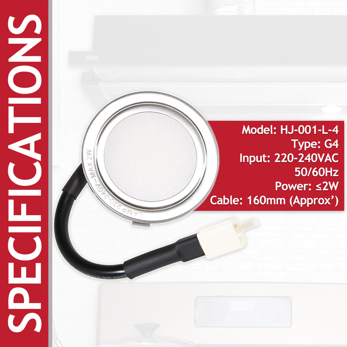 LED Light for Candy CBG CCE CGM Cooker Hood Extractor Vent Lamp Bulb Unit (Silver, 68mm, G4)