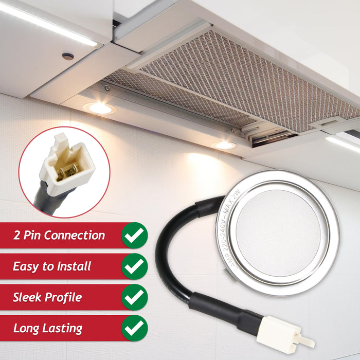 Universal Cooker Hood LED Light Extractor Vent Lamp Bulb Units (Pack of 2, Silver, 68mm, G4)