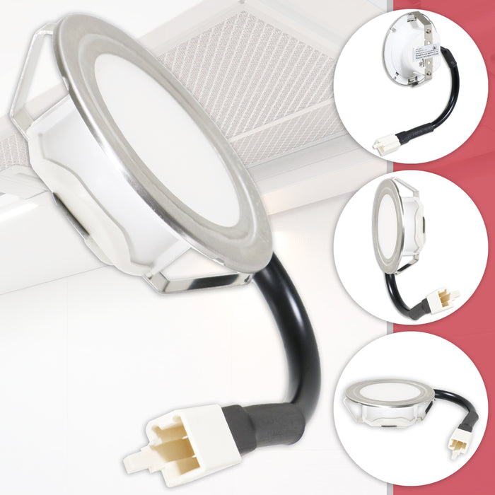 Universal Cooker Hood LED Light Extractor Vent Lamp Bulb Units (Pack of 2, Silver, 68mm, G4)