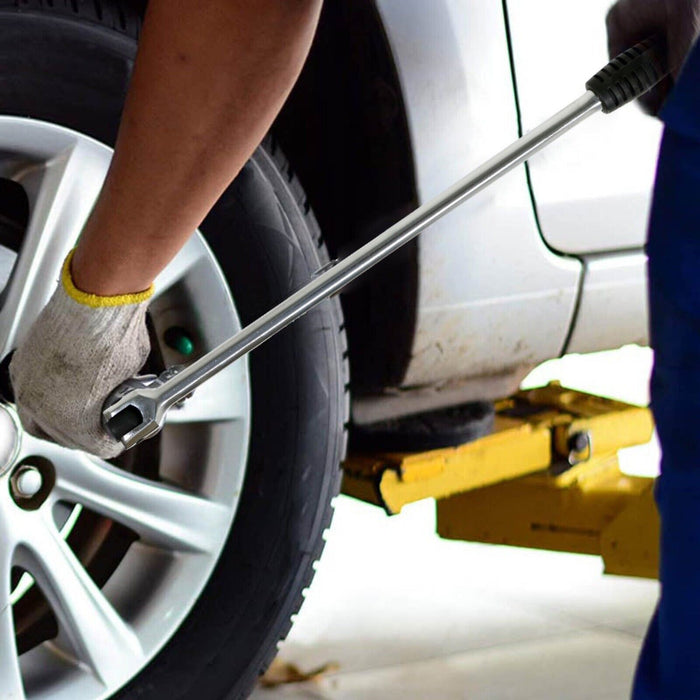 Long 1/2'' Drive Wheel Balance Iron Flexi Breaker Bar 4 Nut Socket Set 17mm 19mm